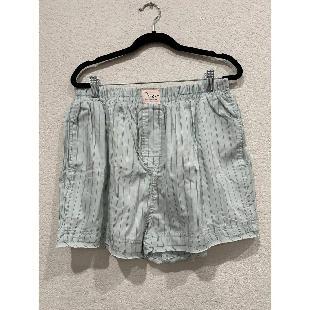 We The Free Free People Striped Boxer Shorts Blue Brown Intimately Size M